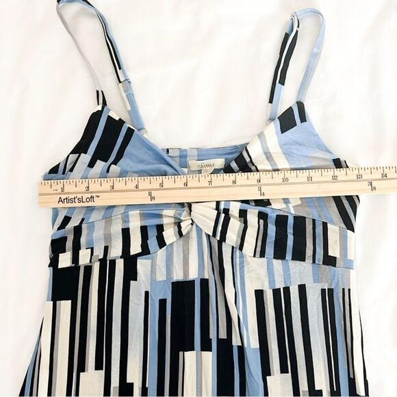 Soma Twist Front Maxi Dress Geometric Print Stretch Knit Black Blue Cream XS NWT - Picture 14 of 14